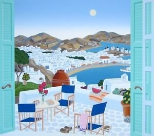 Mykonos Terrace, Ltd Ed Silk-screen, Thomas McKnight