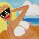 Nude at Beach, Original Pastel, Chris van der Els