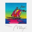 Cosmic Sailboat, Ltd Ed Lithograph (Mini 3.5" x 3"), Peter Max - SIGNED with COA