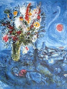 La Dormeuse aux Fleurs, Ltd Ed Offset Lithograph, Marc Chagall