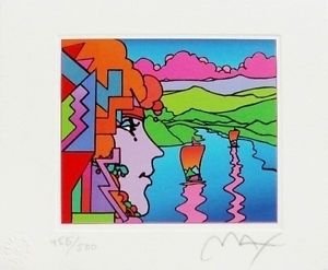 Geometric Profile & Sailboats, Ltd Ed (Mini 4.5 x 5.5), Peter Max - SIGNED w/COA