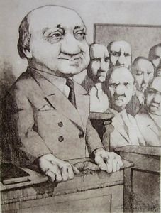 Cross Examination, Duotone Lithograph, Charles Bragg