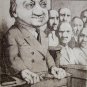 Cross Examination, Duotone Lithograph, Charles Bragg