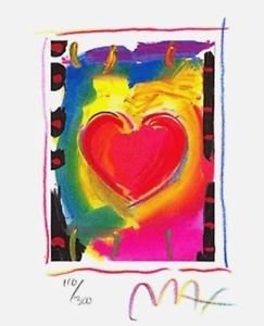 Heart Series I, Ltd Ed Lithograph (Mini 5" x 4"), Peter Max - SIGNED with COA