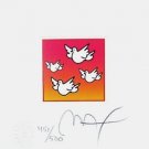 Flying Doves, Ltd Ed Lithograph (Mini 4.875" x 4.5"), Peter Max, SIGNED with COA