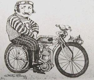 The Cyclist, Duotone Lithograph, Charles Bragg