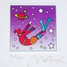 Cosmic Flyer in Space, Ltd Ed Litho (Mini 3.5" x 3"), Peter Max - SIGNED w/ COA