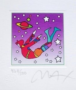 Cosmic Flyer in Space, Ltd Ed Litho (Mini 3.5" x 3"), Peter Max - SIGNED w/ COA
