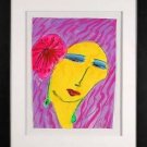 Yellow Woman with Pink Flower, Acrylic Painting, Walasse Ting