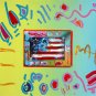 Flag, Original Mixed Media Painting, Peter Max