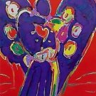 Angel with Heart on Red, Ltd Ed Silk-screen, Peter Max - SIGNED with COA