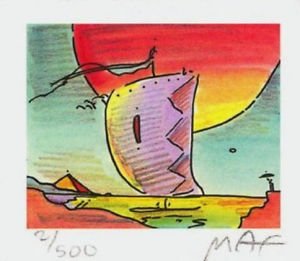 Sailboat Series IV, Ltd Ed Litho (Mini 2.75" x 3.125"), Peter Max - SIGNED w/COA
