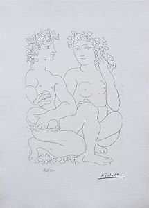 Nude & Tambourine Player, Ltd Ed Lithograph, Pablo Picasso-Vollard