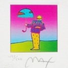 Cosmic Umbrella Man, Ltd Ed Lithograph (Mini 3.5" x 3"), Peter Max, SIGNED w/COA
