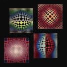 VEGA-NOIR, VEGA-WA-2, VEGA-WA-3, OND-FIR, Offset Lithograph, Victor Vasarely