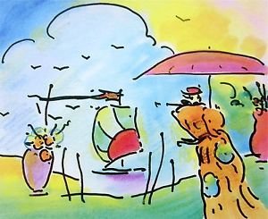 Sage, Sailboat & Vase, Ltd Ed Lithograph, Peter Max - SIGNED with COA