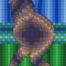 Golfer (Blue & Gold), Ltd Ed Silk-screen, Victor Vasarely