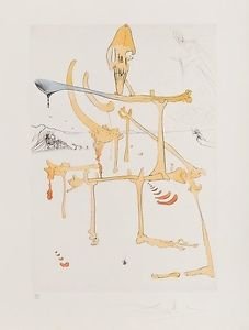 Paysage avec Squelette, Ltd Ed Engraving, Salvador Dali