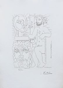 Seated Sculptor & Two Sculptured Heads, Ltd Ed Lithograph, Pablo Picasso-Vollard