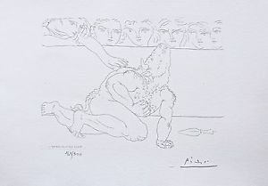 Dying Minotaur in Arena, Ltd Ed Lithograph, Pablo Picasso-Vollard