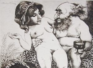 Bacchantes, Duotone Lithograph, Charles Bragg