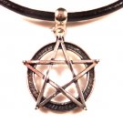 3mm Black Leather Choker Necklace With a Pentagram Charm Pendant