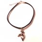 3mm Black Leather Choker Necklace With a Dolphin Charm Pendant