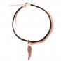 3mm Black Leather Choker Necklace With a Feather Charm Pendant