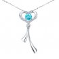 0.56Ct Blue Topaz Round Cut Pendant Necklace Sterling Silver w/ Chain