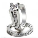 Women's Stainless Steel Princess Cut 2.1 CT AAA CZ Stone Wedding Ring Set