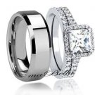 Value Hers Sale Sterling Silver His Tungsten Engagement Wedding Ring Band Set