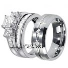 His Tungsten Hers Sale Sterling Silver Princess Cut CZ Wedding Ring Band Set