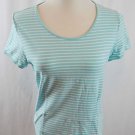 Liz Claiborne Short Sleeve Striped Blue Top