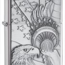 Zippo Eagle and Lady Liberty Torch Emblem Brushed Chrome Lighter