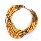 European American fashion ladies wedding national storm Bohemia multi-level m bead yellow  necklace