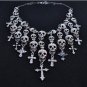 new punk exaggerated multilayer with ms drilling skull tassel necklaces