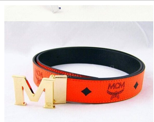 Wholesale Hot Sell Men orange  Belt Low Price pu Leather Belt Strap Famous Belt