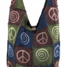 Cotton Bag Patchwork Hobo Hippie Boheme Spirals Peace Signs Space Roomy Gift
