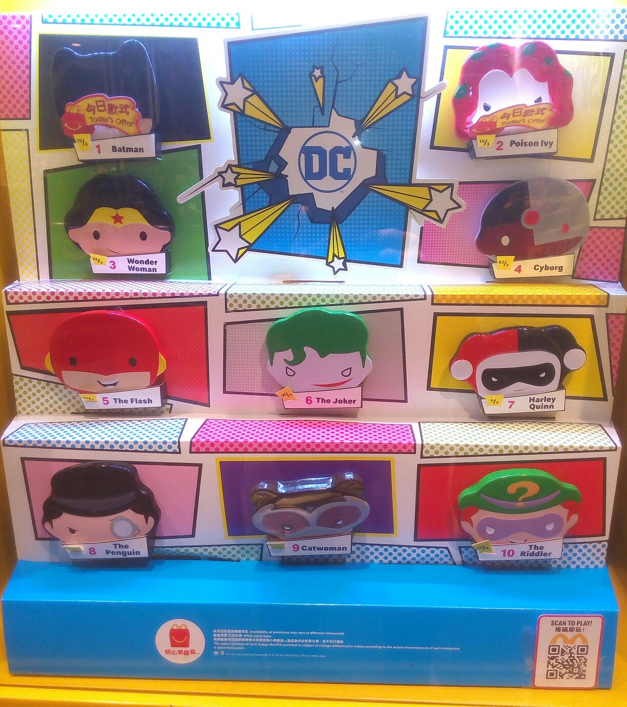 Asia 2024 McDonald's Happy Meal DC Super Heroes & Villains Collector's Tin Play Set of 10