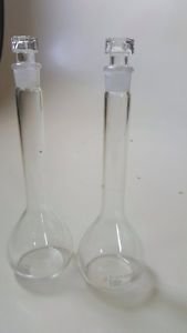 2x 100mL Borosilicate Glass Volumetric Flask with Stopper