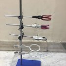 9 Pc Lab Stand Heavy Size 9" x 6" 3 Clamps 3 Boss Head 2 Retort Ring