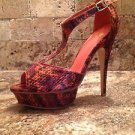 Preowned Colin Stuart Platform Stilettos Heels ~ Snake Pattern ~ Size 9