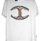 Just Cavalli Off White Shirt Graphic Design Cotton Men's T- Shirt Size 2XL NEW