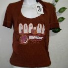 Dolce & Gabbana Orange Brown Short Sleeve Woman's Glamour Shirt Size S Italy NEW