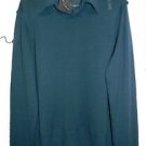 John Varvatos Teal Blue Wool Men V-Neck Buttons Sweater Shirt Size XL Italy NEW