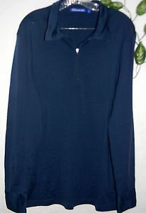 Island Issue Dark Navy Blue Mens 100% Merino Wool Half Zipper Sweater Size S NEW