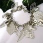 Flat Leaves Leaf Crystal Balls Charm Woman's Chain Bracelet NEW