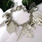 Flat Leaves Leaf Crystal Balls Charm Woman's Chain Bracelet NEW