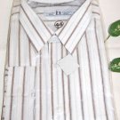 The IN Shirt White Brown Stripes Soft Cotton Men  Shirt  Blowse Size 44