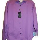 Bertigo Purple Blue Plaid Designs Cotton Fancywork Men Dress Shirt Size 5 / XL